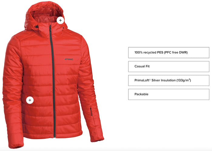 ATOMIC REVENT PRIMALOFT MIDLAYER jacket - red - ATOMIC - Evelostore