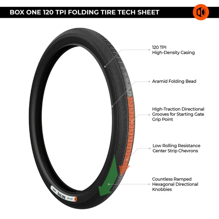 BOX ONE 20×1 1/8" Standard BMX Tire - black