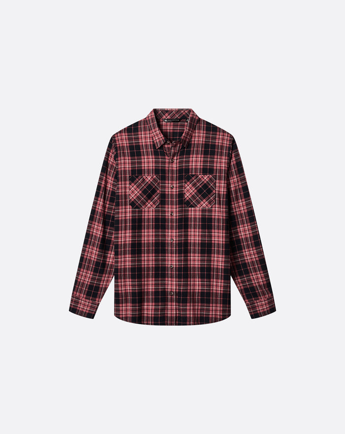 Cloud Flannel Plaid Button-Up