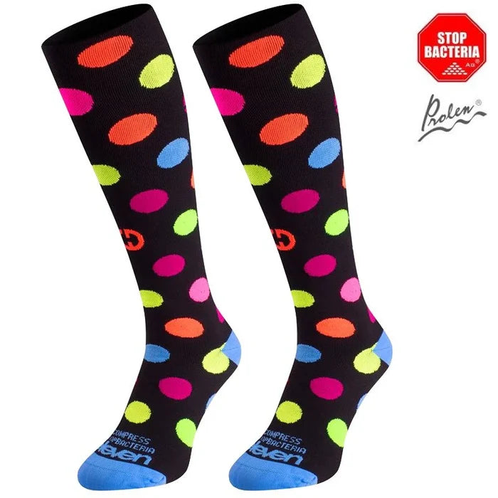 ELEVEN SPORTSWEAR DOTS Long compression socks - black