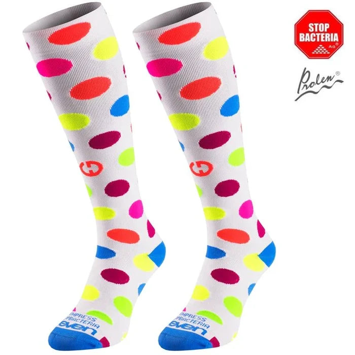ELEVEN SPORTSWEAR DOTS Long compression socks - white