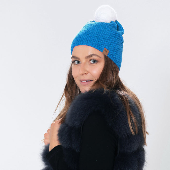 ELEVEN SPORTSWEAR Knitted beanie EVAN white/blue