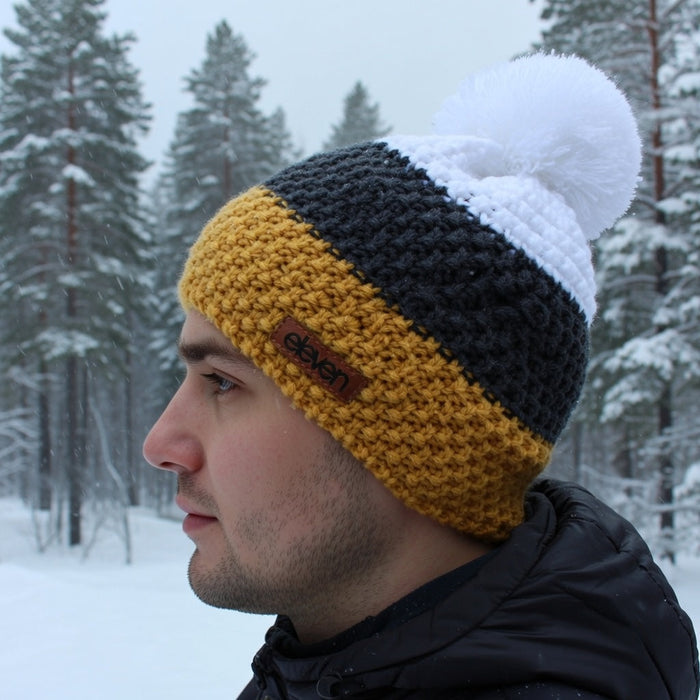 ELEVEN SPORTSWEAR Knitted beanie POM mustard yellow