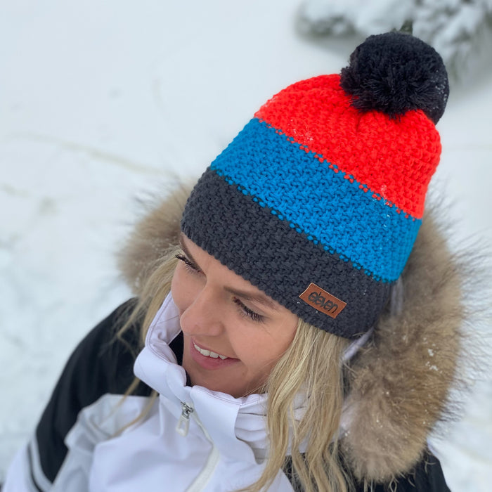ELEVEN SPORTSWEAR knitted beanie POM orange/grey - ELEVEN SPORTSWEAR - Evelostore