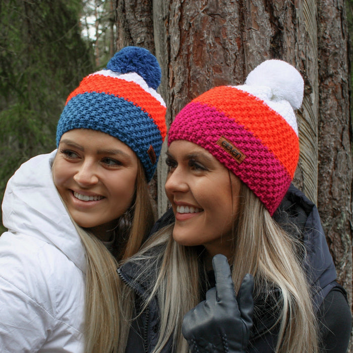 ELEVEN SPORTSWEAR Knitted beanie POM pink/orange