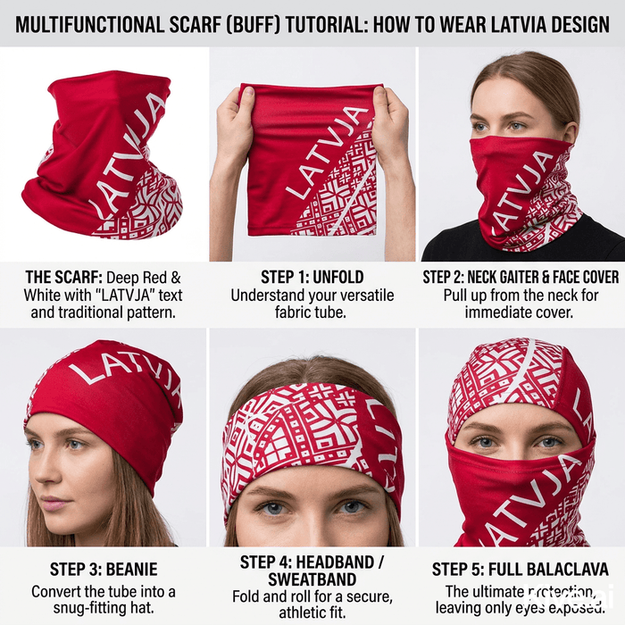 ELEVEN SPORTSWEAR Multifunctional scarf LATVIA red - ELEVEN SPORTSWEAR - Evelostore