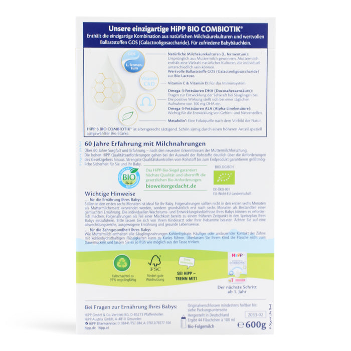 HiPP German Stage 3 Organic Formula