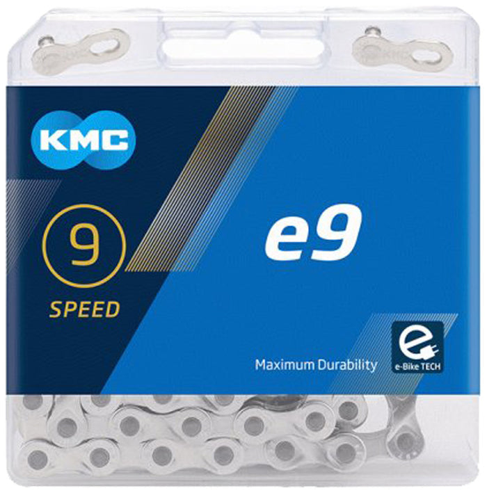 KMC e9 E-Bike 9-speed Chain - Silver with QuickLink