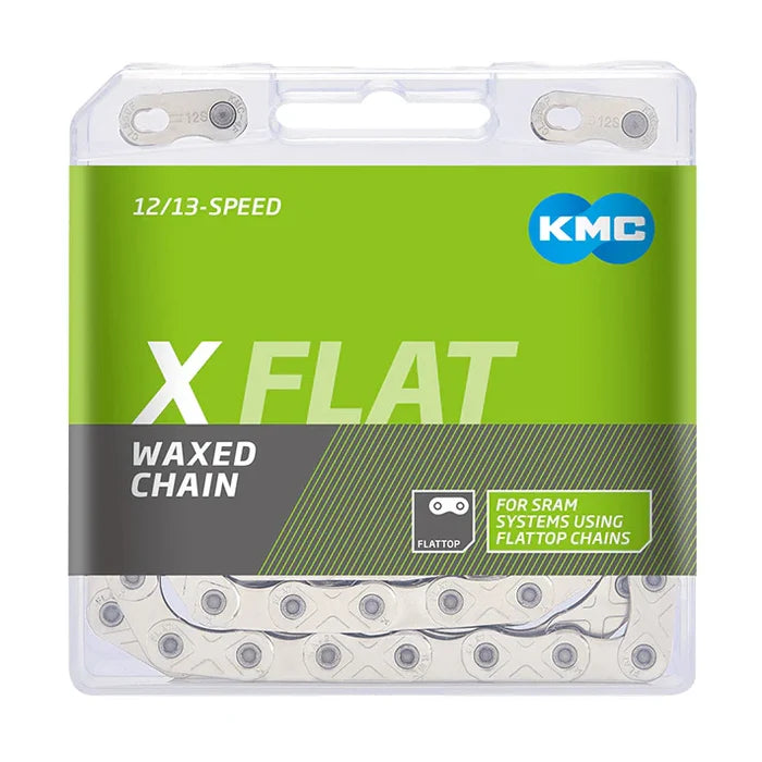 KMC X FLAT Chain - WAXED | Flat-Top | Nickel Plated | 12/13-speed - silver