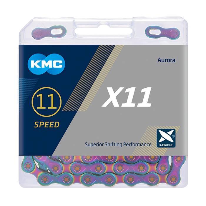 KMC X11 Chain - 11-speed - Aurora Blue with Quick Link