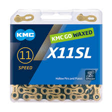 KMC X11SL WAXED Ti-N 11-speed Chain - Gold/Black with QuickLink