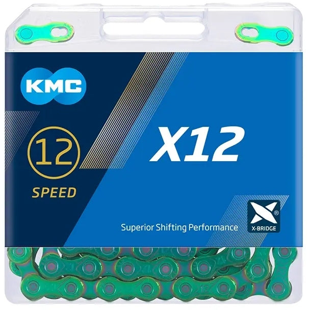 KMC X12 Chain - 12-speed - Aurora Green with Quick Link