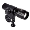 Black flashlight with mount on a white background