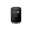Black digital device with display showing time and date on a white background