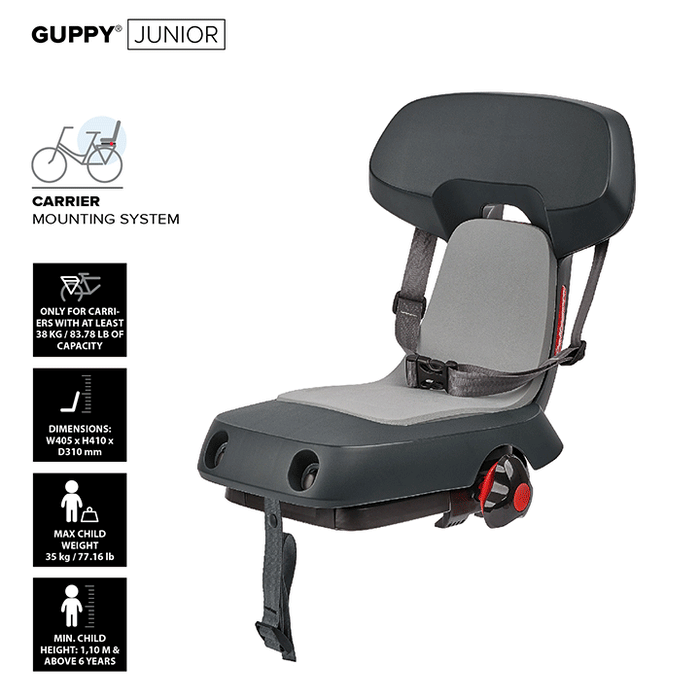 POLISPORT GUPPY JUNIOR Child bike seat for rack - black