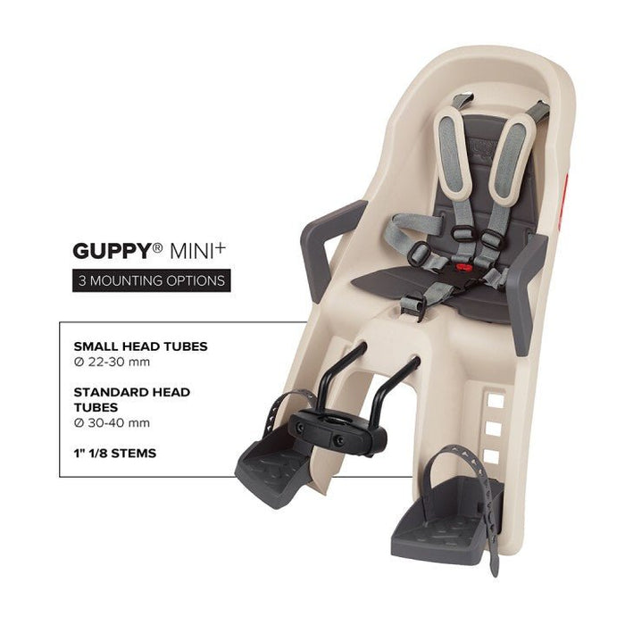 POLISPORT GUPPY MINI+ Child bike seat for Frame - dark grey - POLISPORT - Evelostore