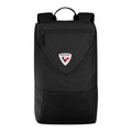 A black backpack with a top handle, a front zippered pocket, and a shield-shaped BOGOCHEFSK logo patch on the front, shown against a light gray background.