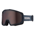 Rossignol ski goggles with a dark gray and black marbled frame, a dark brown reflective lens, and a dark gray strap featuring the white Rossignol logo.
