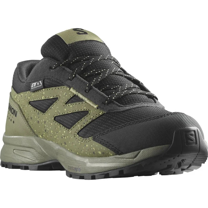SALOMON OUTWAY CSWP J hiking shoes - black/dark green