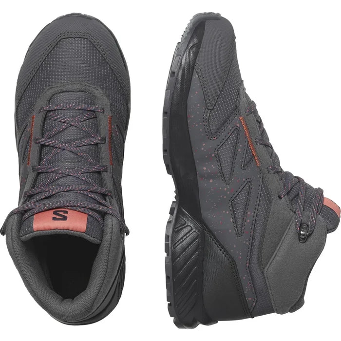 SALOMON OUTWAY MID CSWP J hiking shoes - black/grey/peach