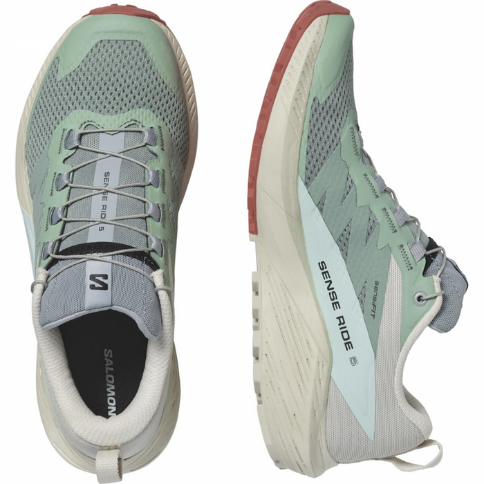 SALOMON SENSE RIDE 5 W trail running shoes - light blue/green/grey