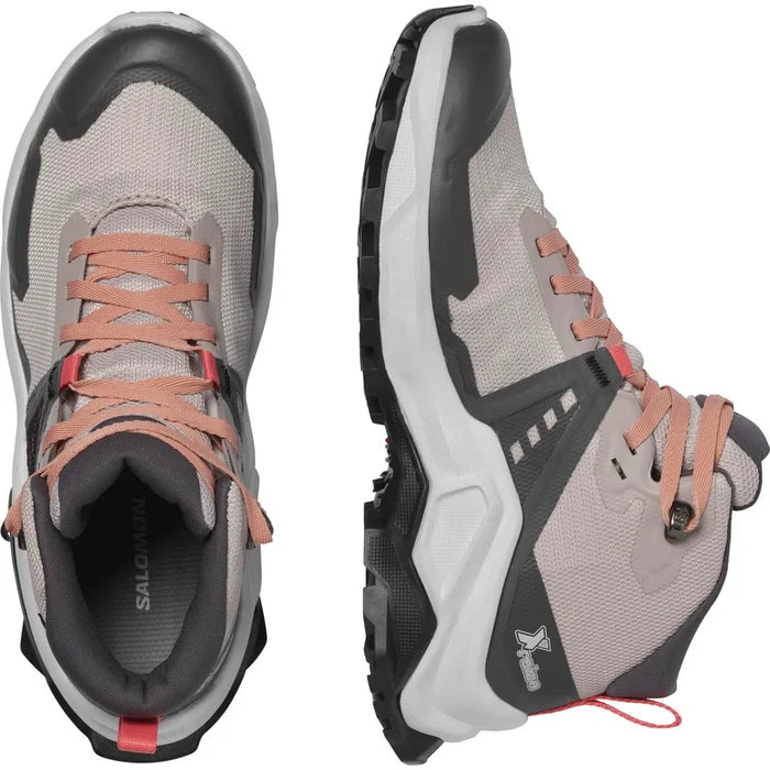 SALOMON X Raise Mid GTX J kid's shoes - white/grey/pink