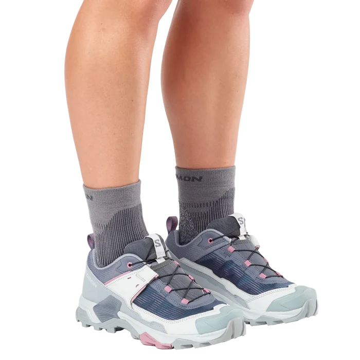 SALOMON X ULTRA 5 W hiking boots - white/grey/pink