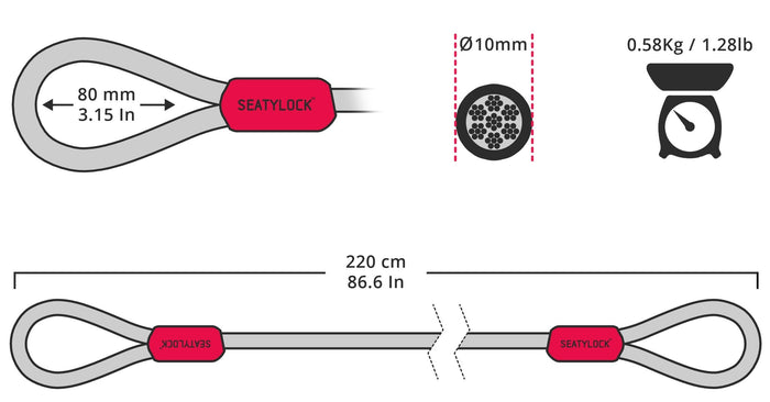 SEATYLOCK cable loop - 220 cm - SEATYLOCK - Evelostore