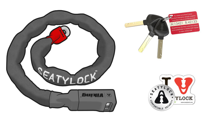 SEATYLOCK VIKING SILVER bike lock - 110 cm - SEATYLOCK - Evelostore