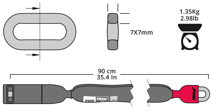 SEATYLOCK VIKING SILVER bike lock - 90 cm - SEATYLOCK - Evelostore