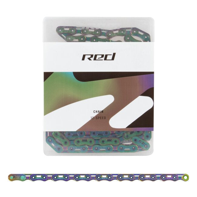 SRAM RED AXS E1 Flattop 12/13-speed chain - Rainbow with PowerLock