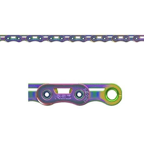 SRAM RED AXS E1 Flattop 12/13-speed chain - Rainbow with PowerLock