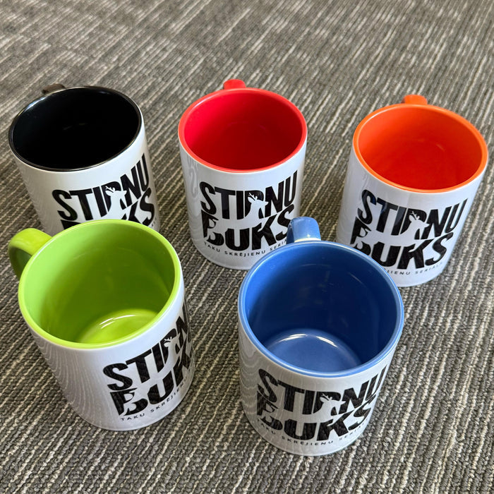 STIRNU BUKS ceramic mug with colourful inside and handle – blue - ELEVEN SPORTSWEAR - Evelostore