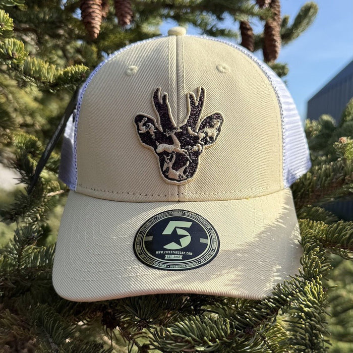 STIRNU BUKS Curved trucker Cap FIVESTARS beige/white - ELEVEN SPORTSWEAR - Evelostore