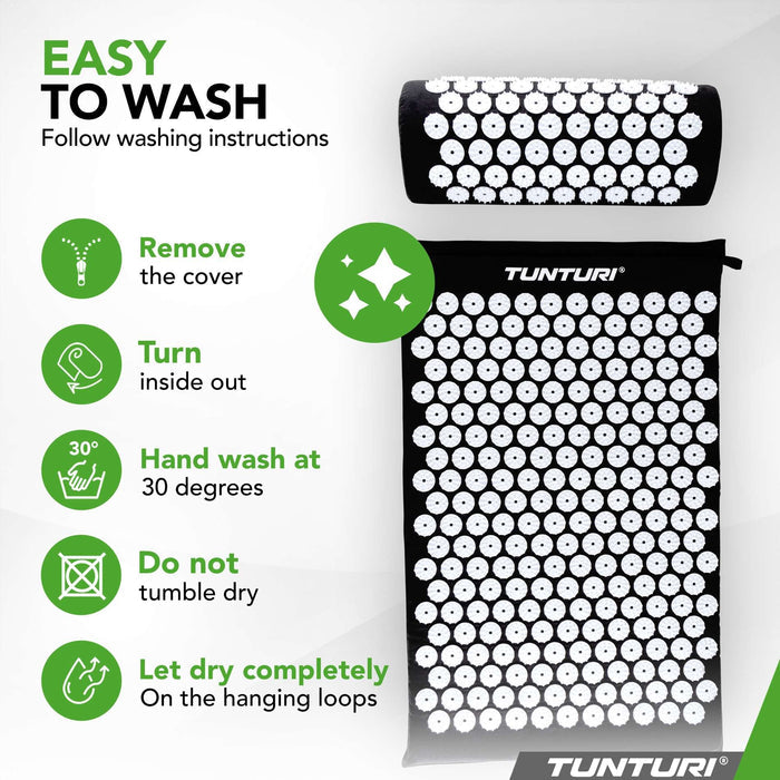 TUNTURI acupressure mat with pillow, 68x42x2 cm - black - TUNTURI - Evelostore