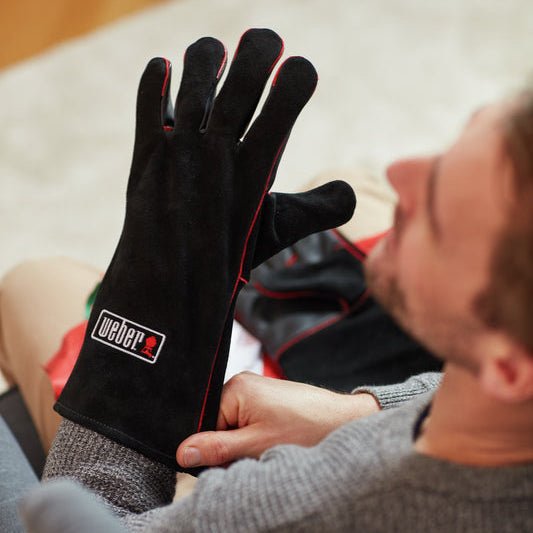 WEBER BBQ LEATHER GLOVES - black, 17896 - WEBER - Evelostore