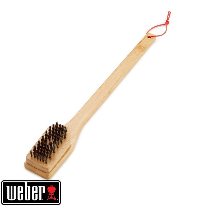 WEBER Grill Brush – Bamboo Handle, 46 cm, Stainless Steel Bristles, 6276 - WEBER - Evelostore