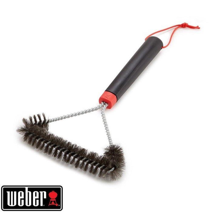 WEBER Grill Brush – Three - Sided, 30 cm, Stainless Steel Bristles, 6277 - WEBER - Evelostore