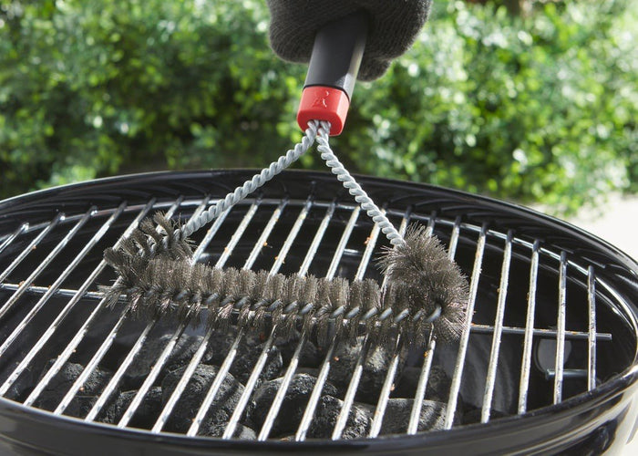 WEBER Grill Brush – Three - Sided, 30 cm, Stainless Steel Bristles, 6277 - WEBER - Evelostore