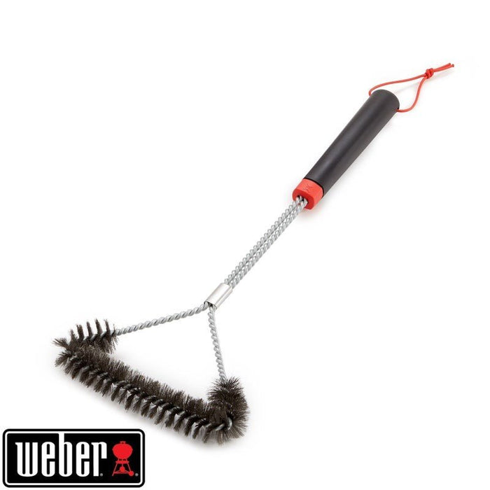 WEBER Grill Brush – Three - Sided, 46 cm, Stainless Steel Bristles, 6278 - WEBER - Evelostore