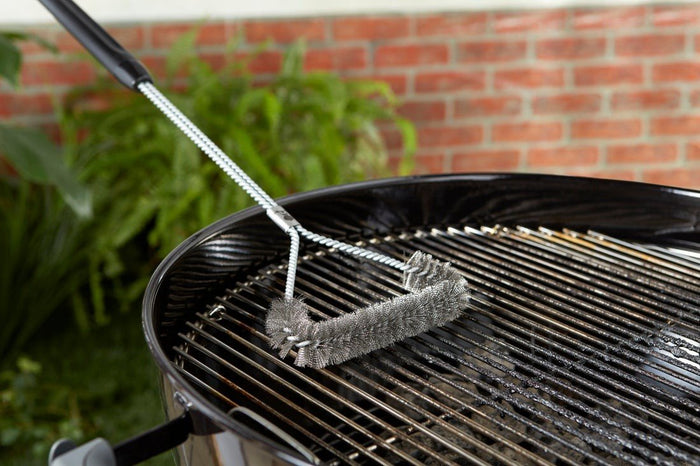 WEBER Grill Brush – Three - Sided, 46 cm, Stainless Steel Bristles, 6278 - WEBER - Evelostore