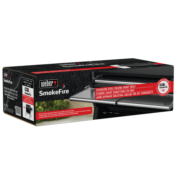 WEBER SmokeFire Stainless Steel Folding Front Shelf (EX6), 7003 - WEBER - Evelostore