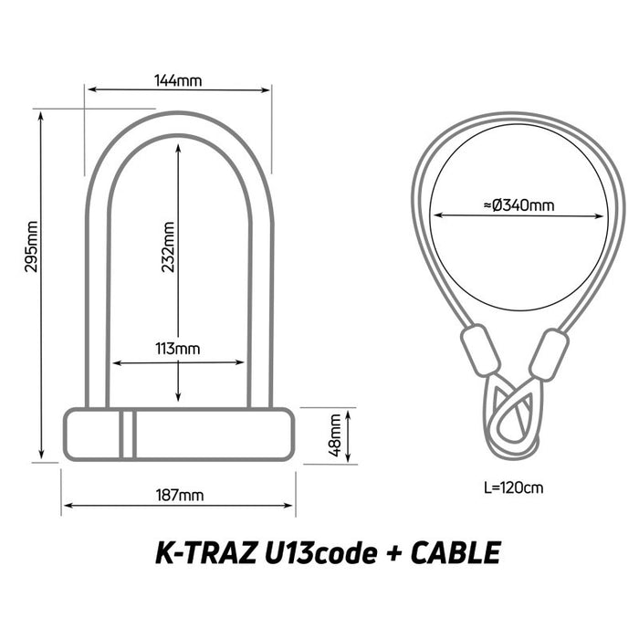 ZEFAL K - TRAZ U13 CODE + CABLE bike lock - black - ZEFAL - Evelostore